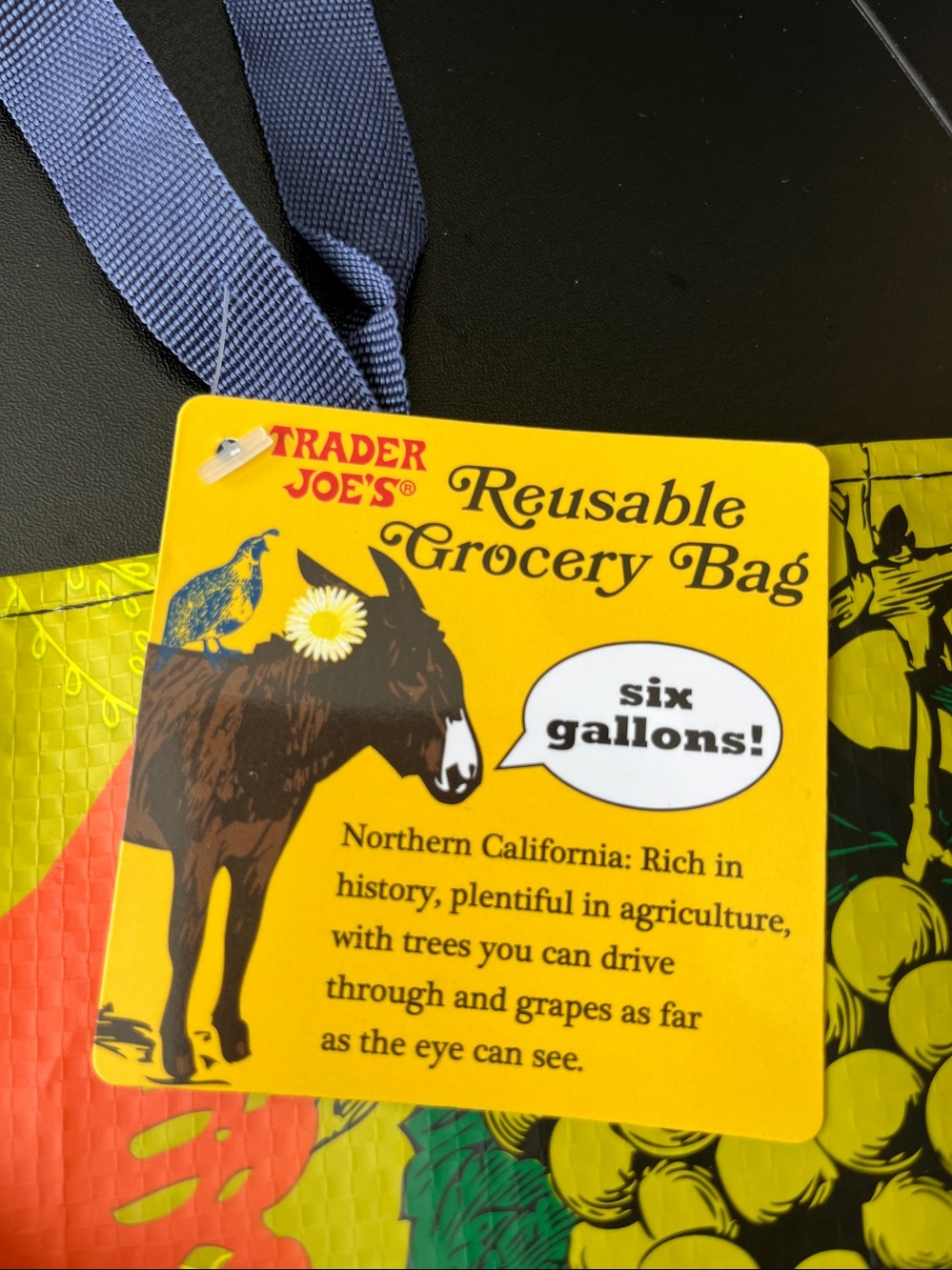 Trader Joe's Reusable Grocery California Bag, NWT - Picture 6 of 7